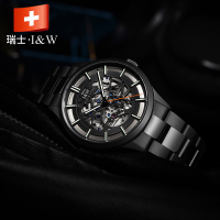 瑞士正品爱沃驰I&W CARNIVAL手表全自动机械表 男表进口机芯表镂空夜光时尚潮流防水表品牌腕表钢带588G