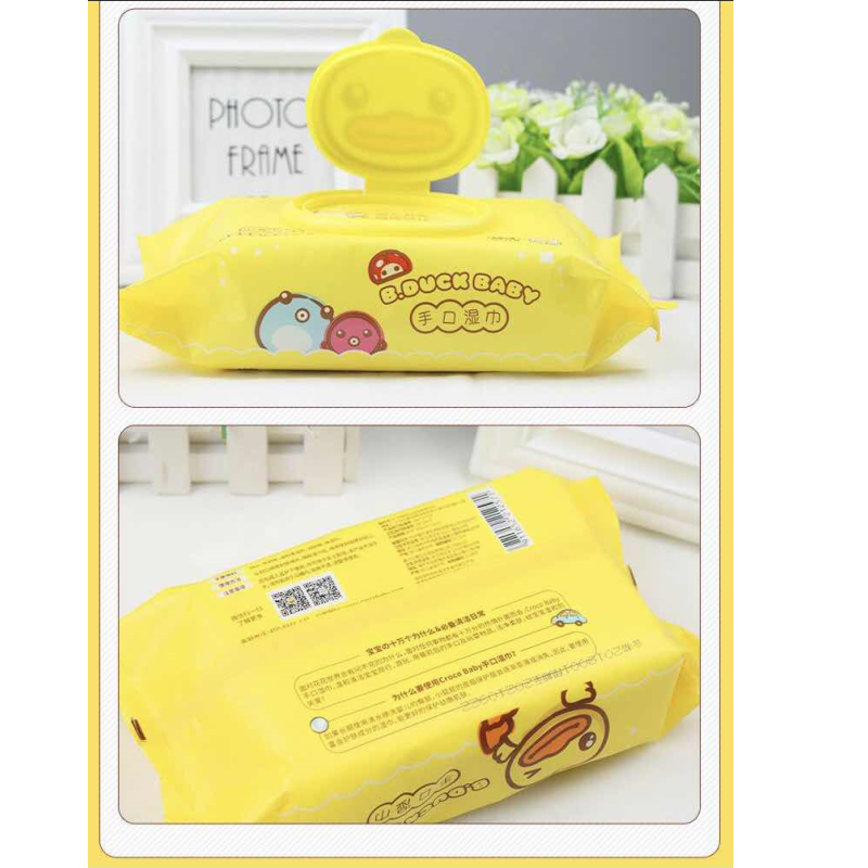 CROCO baby鳄鱼宝宝 B.Duck Baby小黄鸭手口湿巾80抽 母婴幼儿童适用 抽纸湿巾带盖