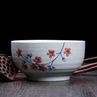 靓佳 釉下彩面碗浪漫樱花7英寸2个装 汤碗 大碗 日式碗 陶瓷碗 大汤碗 大面碗 高脚碗 防烫 加厚碗