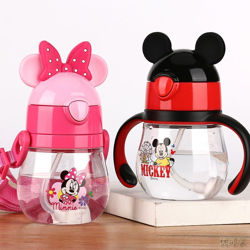 迪士尼(Disney)儿童水杯 宝宝学饮杯 吸管杯 儿童水壶 婴儿水杯 防漏背带手柄两用水壶