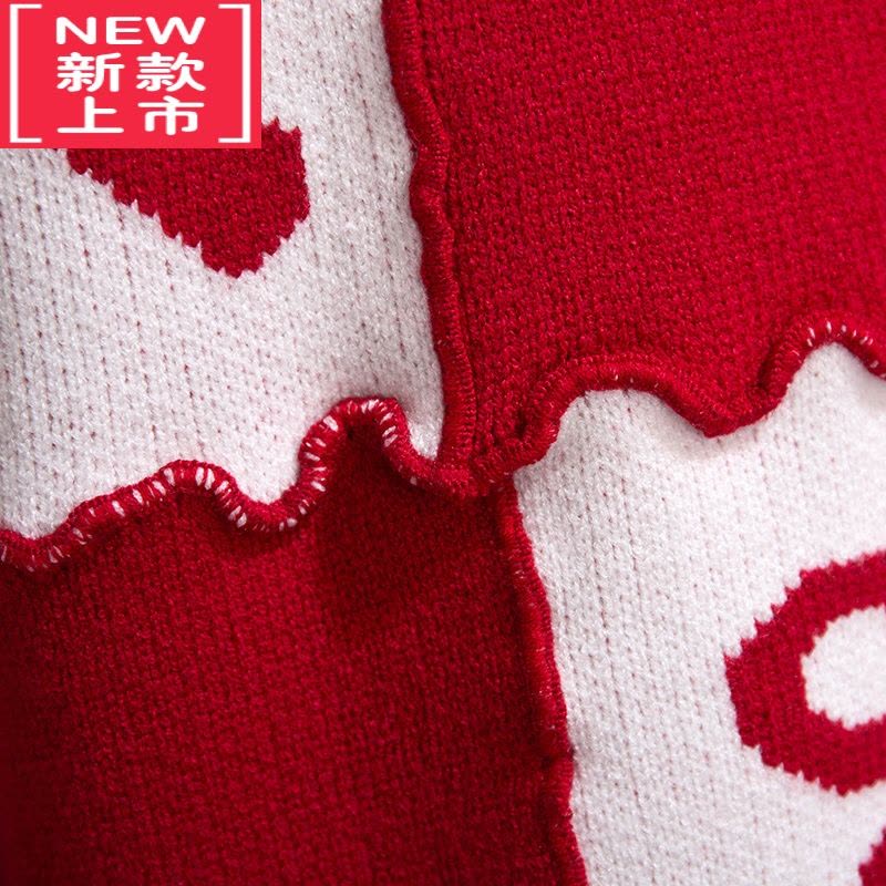 可莉允女童圣诞毛衣秋冬2022洋气女孩红白格纹新年上衣中大儿童针织衫潮图片
