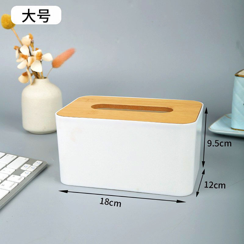 顺心优 PP塑料长方形抽纸盒 18*12*10cm楠竹盖 个 白色 18*12*10cm楠竹盖