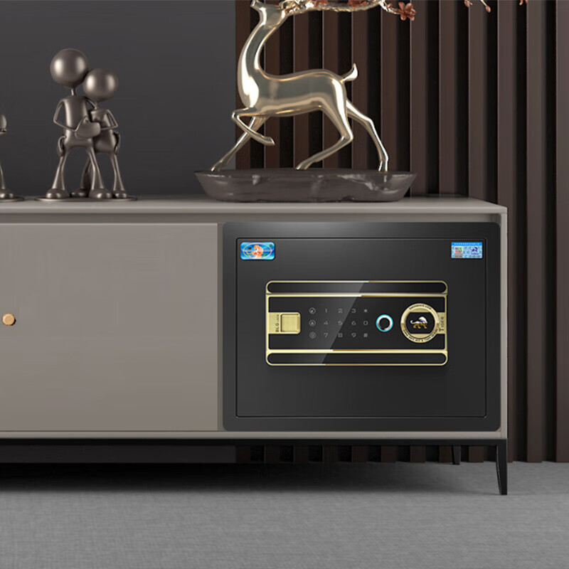 虎牌保险柜家用办公小型指纹密码WiFi保险箱全钢防盗可嵌入衣柜保密保管柜 博瑞系列 35cm 钢琴黑高清大图