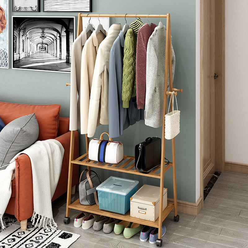 简易衣帽架落地式简约现代卧室挂衣架房间置物架法耐衣服架子家用