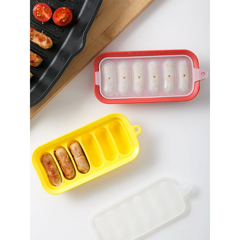 硅胶宝宝辅食模具香肠烘焙工具家用自制一口肠烤箱烤盘磨具 敬平 红色