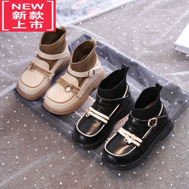 可莉允儿童靴秋冬季加绒女童鞋子保暖棉鞋2022新款二棉靴女童马丁靴袜靴图片