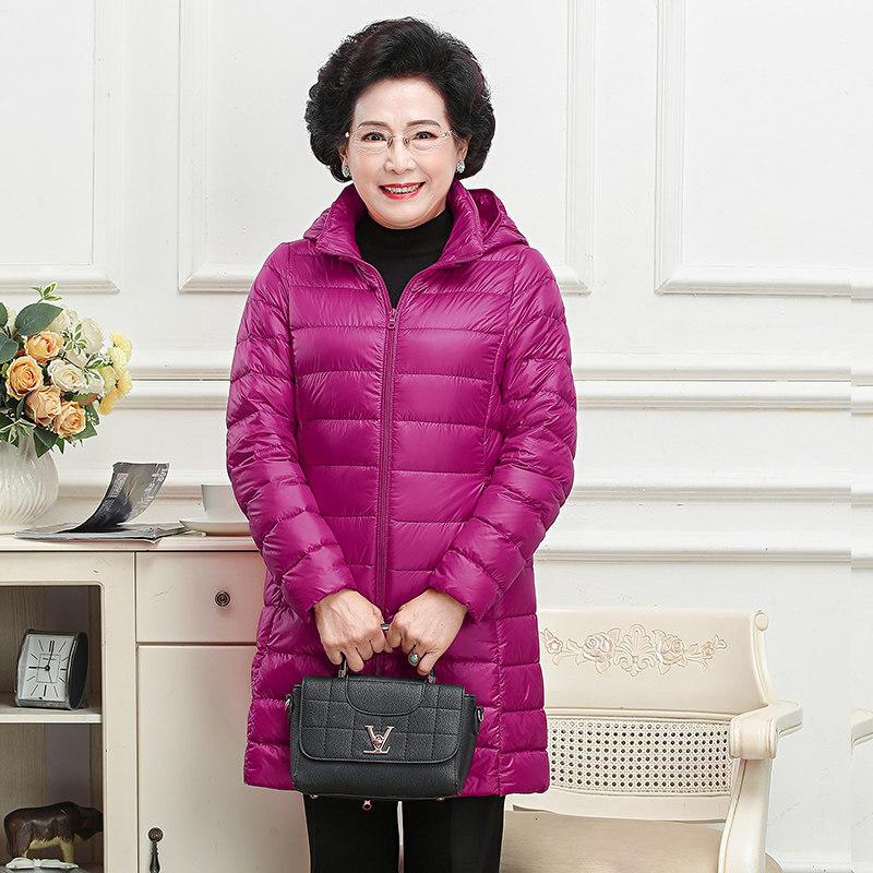 迪鲁奥(DILUAO)40岁50岁妈妈穿的羽绒服2021新款冬季女士服中老年妈妈装中长款轻薄大码可拆卸帽外套高清大图