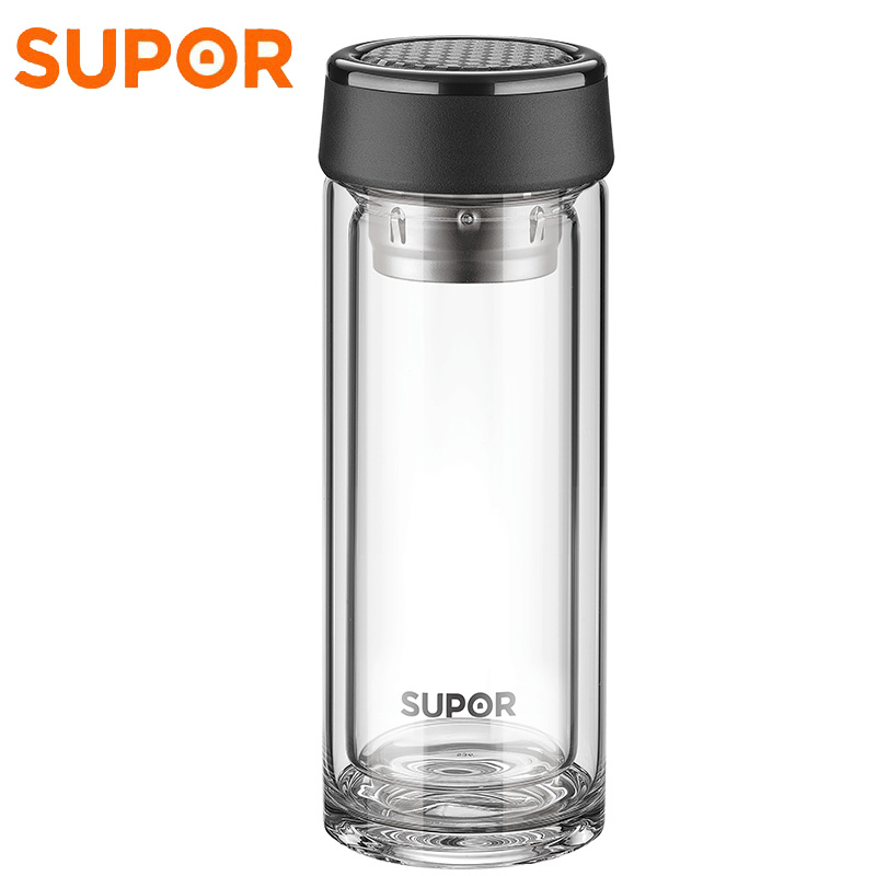 苏泊尔supor耐热玻璃杯kc33cm1商务办公开会卧室送礼多功能水杯随行杯