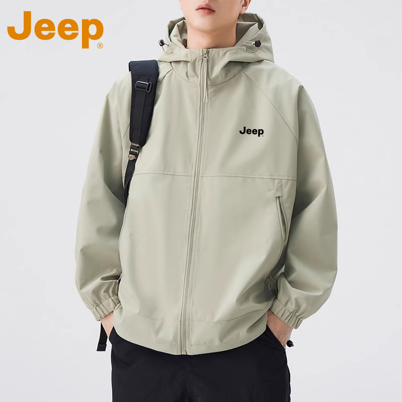 JEEP吉普春季冲锋夹克外套男士宽松新款户外防风潮流休闲衣服男装
