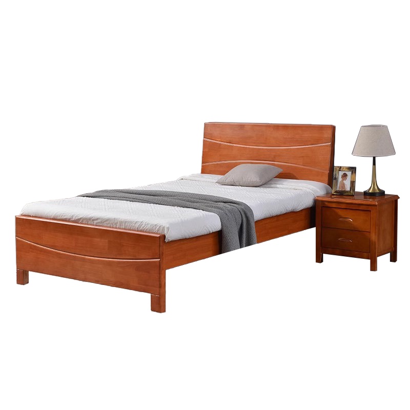 鑫木樽木质床100*200*100cm+5cm床垫组高清大图