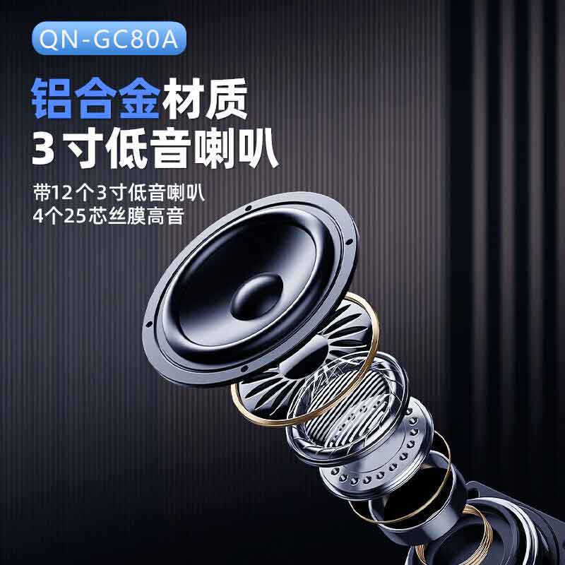 启诺QN-GC80A 会议壁挂音柱 3寸薄款会议线性音箱 黑色 120W高清大图