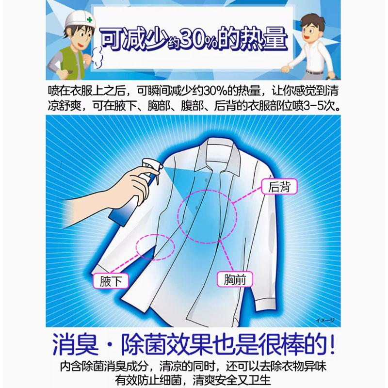 小林制药夏天衣物日本正品清凉冷感降温喷雾军训衣服冰爽消汗防暑绿色柠檬280ml高清大图