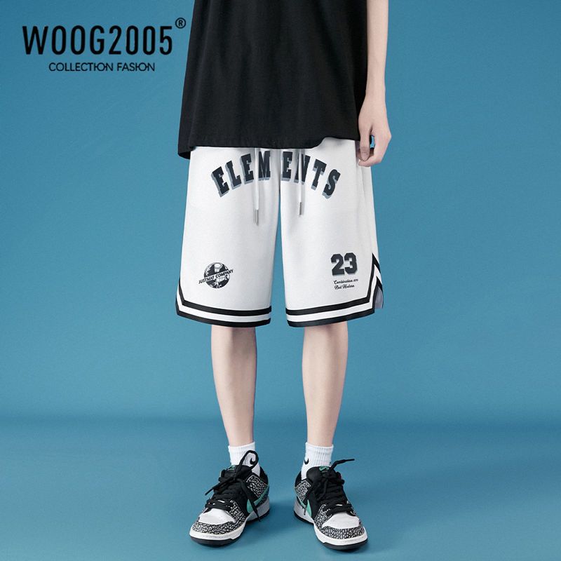 WOOG2005美式篮球短裤男设计感小众oversize裤子开叉运动五分裤
