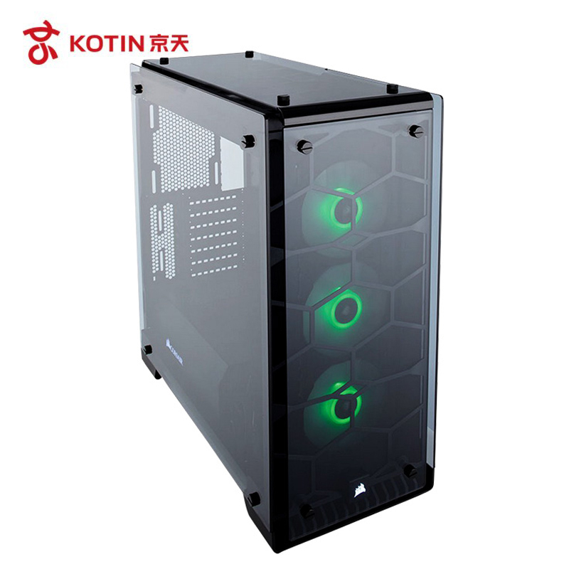 美商海盗船 570X RGB中塔透明支持水冷ATX全透钢化电竞台式机电脑主机箱外壳游戏机箱苏宁自营