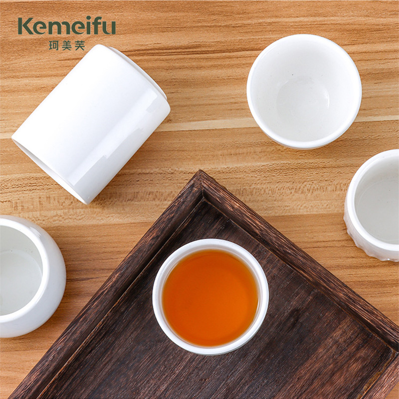 珂美芙 纯白陶瓷小茶杯餐杯半纹杯 120ml 个高清大图