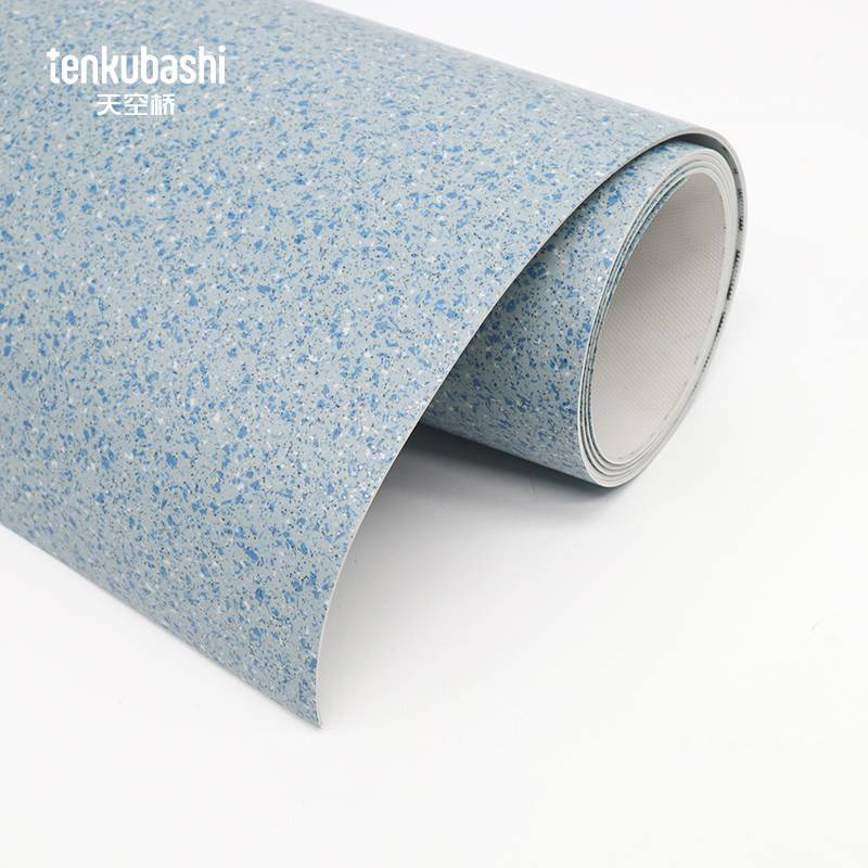 天空桥 PVC地板革 灰蓝碎石纹2.0mm 平方米高清大图