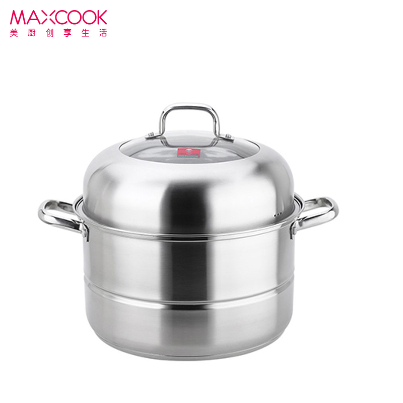 MAXCOOK美厨304不锈钢二层复底蒸锅34CM 燃气炉电磁炉通用MCZ265