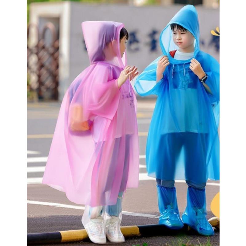 儿童成人一次性压缩包装雨衣迷你便携户外透明雨披小学生口袋雨衣-樱花粉5件加厚+大书包位;儿童雨衣【均码】