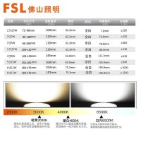 FSL佛山照明LED筒灯3w5-9W2.5寸开孔8.5兼容8-9cm开孔简约现代吊顶天花灯冷光(5000K以上)