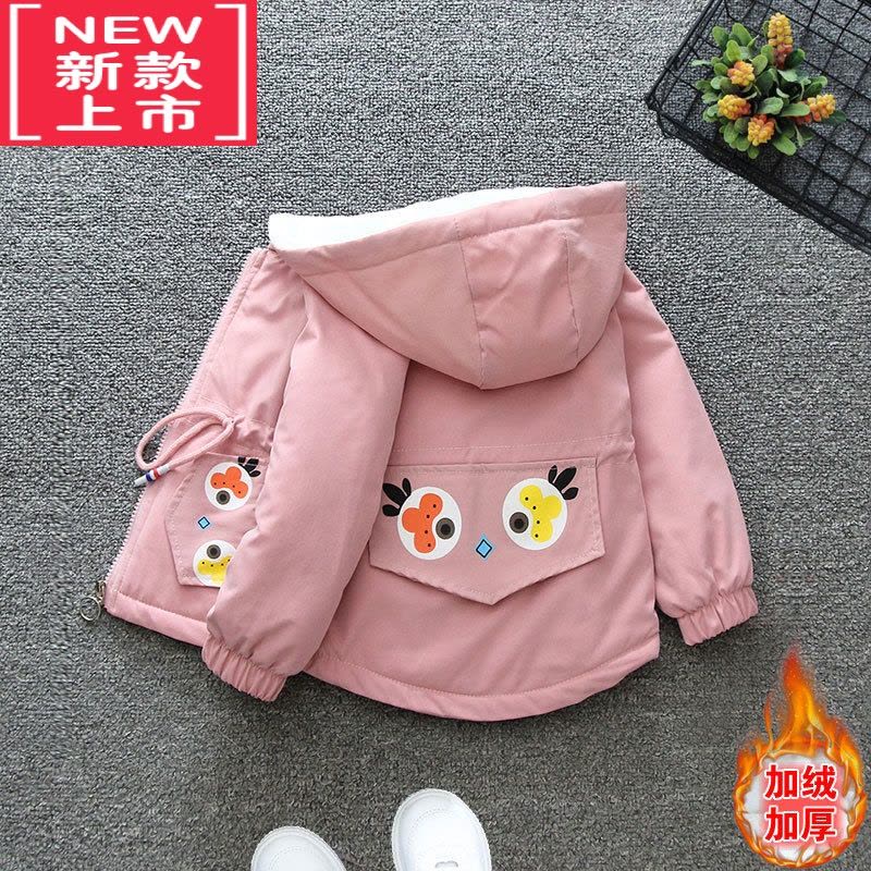 可莉允女童秋冬装2022新款韩版宝宝童装洋气加绒外套中大童儿童加厚风衣棉服图片