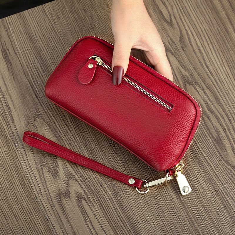 新款真皮手包女款手抓包大容量手机包拉链钱包女士牛皮长款手拿包
