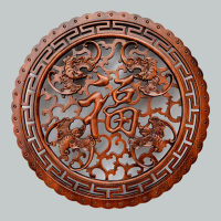 礼品之家 东阳木挂件 乔迁搬家礼品 壁挂装饰 木福字圆形挂件 香樟木
