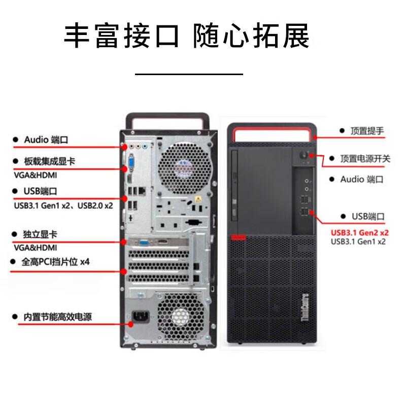 联想(Lenovo)开天M630Z 国产化办公台式机升级 兆芯KX-U6780A/32G/512G+2T/2G/政企版高清大图