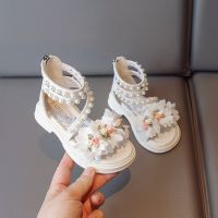 女童凉鞋时尚软底新款小女孩公主鞋中大童夏季罗马凉鞋女童鞋_146 50码内长约40cm 1611米色