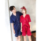 波迷娜(BOMINA)春夏季休闲薄款可外穿服韩版冰丝睡衣女夏季情侣丝绸服可爱短袖薄款休闲两件套装