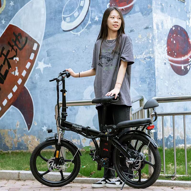 凤凰20寸锂电成人电动车折叠/便携自行车小型电瓶车助力车男女城市单车代驾