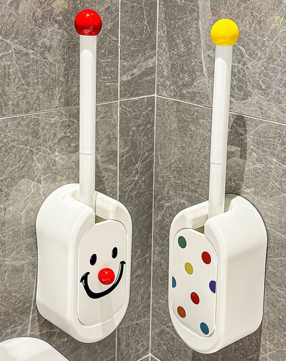 免打孔壁挂马桶刷卫生间可挂墙无死角清洁长柄刷创意图案马桶刷高清大图