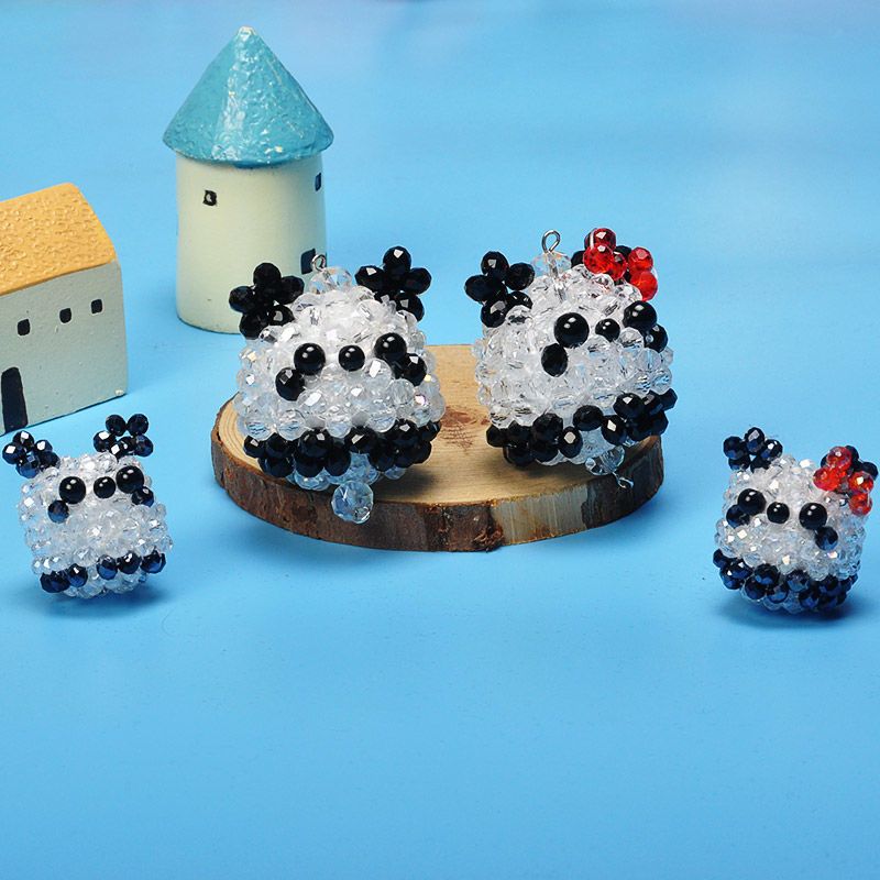 水晶大头兔子粉色材料包手工串珠编织水晶挂件饰品材料包制作创意卡通