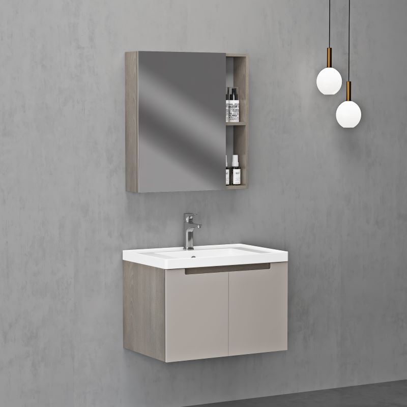 金牌卫浴家用奶灰浴室柜组合现代简约陶瓷一体洗脸盆卫浴柜卫生间洗漱