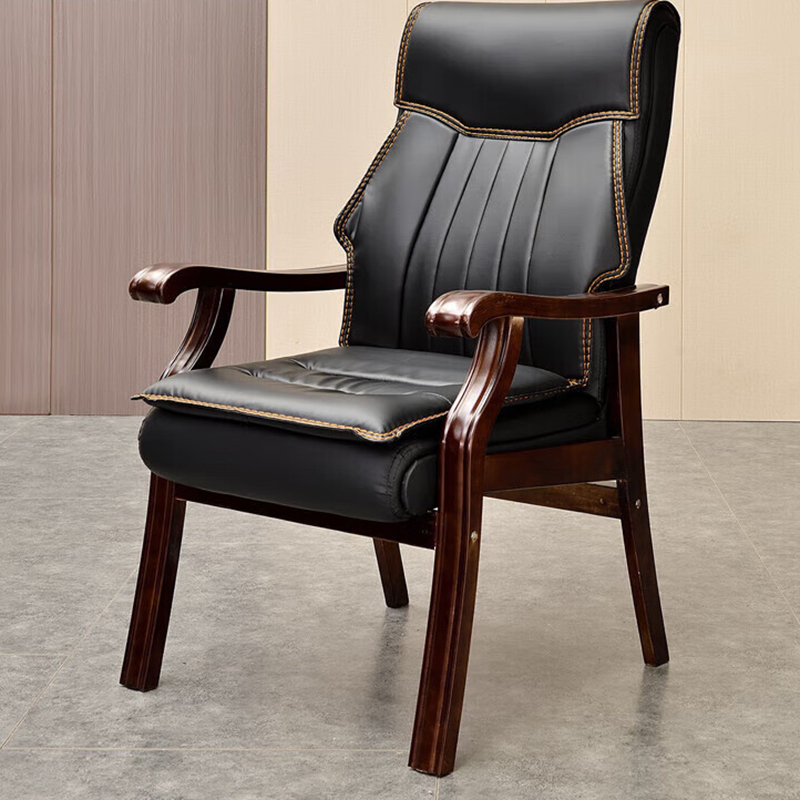 京中柜实木会议椅办公椅子会议室带扶手四脚木椅电脑椅曲木