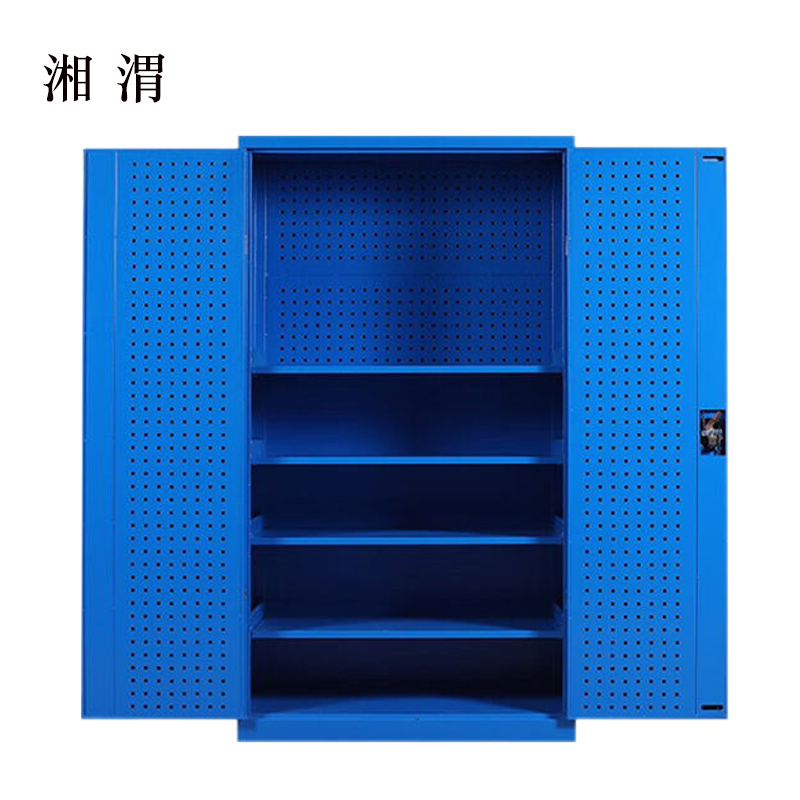 湘渭工具柜加厚铁皮储物柜工厂车间用带抽屉汽修多功能收纳柜通门带网柜蓝色高清大图