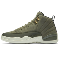 Air Jordan12 Retro AJ1 2保罗CP3男士局绿色麂皮金扣高帮篮球鞋实战战靴130690-301橄榄绿
