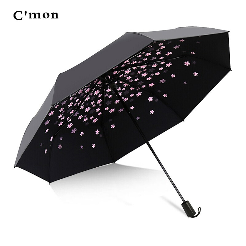 C'mon 小樱花黑胶三折伞 (规格:把)