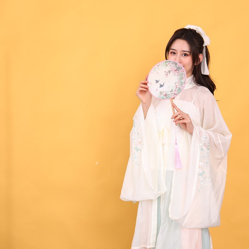 古代扇子儿童演出表演夏季旗袍团扇跳舞女童双面古典流苏折叠古装