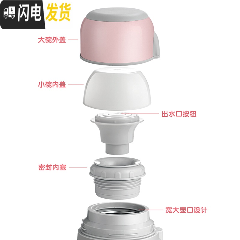 三维工匠家用大容量1000户外水壶女保温瓶宝宝婴儿外出冲奶粉便携保温杯 玫瑰金1000高清大图