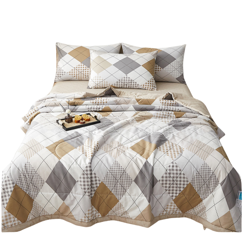 铭思沃被子三件套1.2米床 咖色 套高清大图