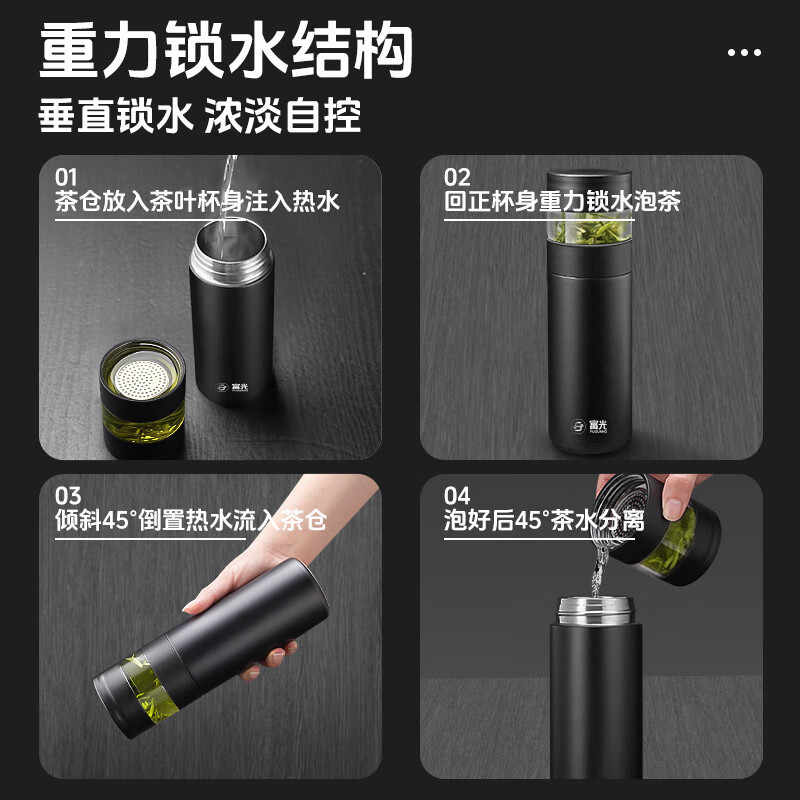 富光茶水分离茶叶分离杯真空泡茶师男女士316不锈钢便携商务泡茶保温杯高清大图