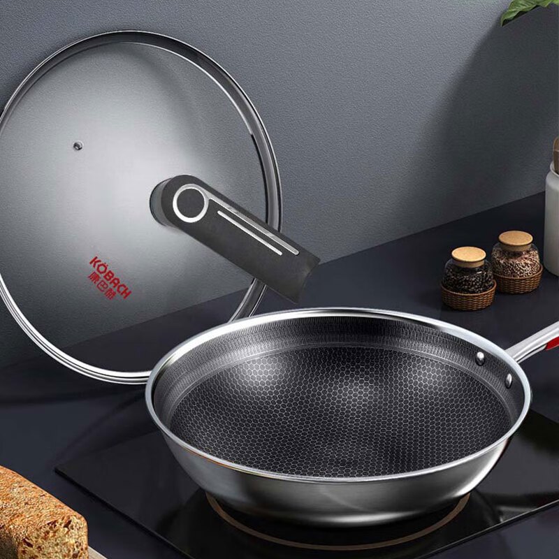康巴赫 炒锅 304不锈钢不粘锅电磁炉燃气灶通用32cm LPB-32B1