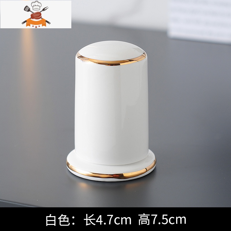 欧式牙签筒轻奢陶瓷牙签罐盒创意家用客厅酒店餐厅个性棉签桶收纳 敬平 纯白色
