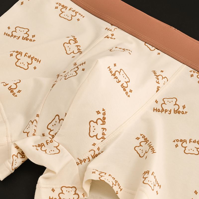 2025新款男士内裤男款纯棉抗菌四角裤头青少年男生可爱小熊四角2高清大图