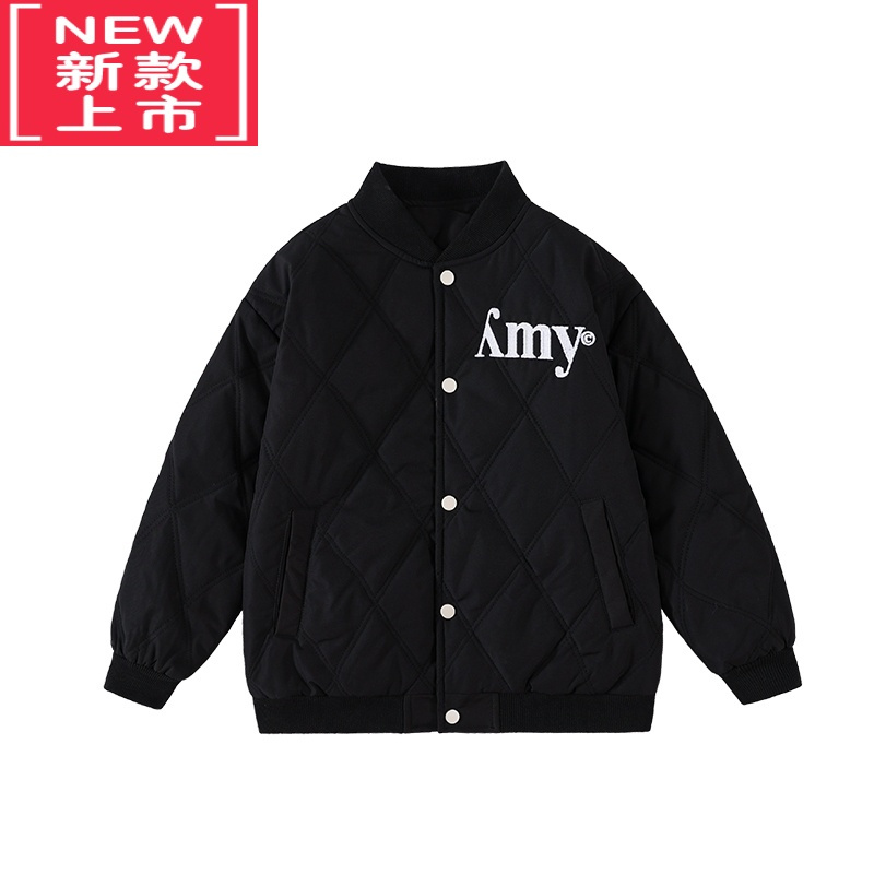 可莉允男童冬装棒球服洋气2022新款冬季儿童中大童棉服加棉加厚外套棉衣