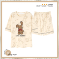 浪莎睡衣女夏季纯棉薄款短袖短裤可爱夏天休闲可外穿家居服两件套 XL QJ7502
