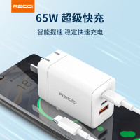 锐思Recci 充电器 65W氮化镓套装快充充头双Type-c口+USB接口 RCK-15CC 白色