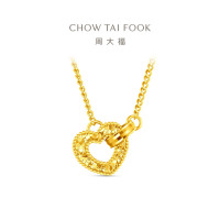 周大福碎金金爱心双环足金黄金项链套链女计价(工费480)EOF1836送生日礼物 40cm4.20g