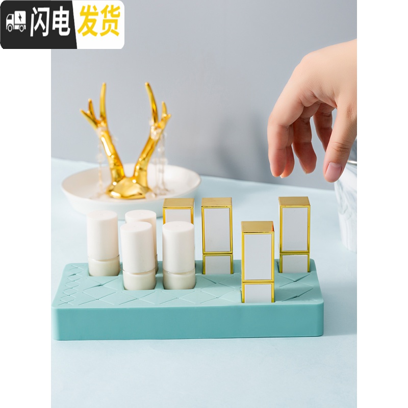 三维工匠桌面口红收纳盒眉笔多格展示架学生化妆品梳妆台唇膏甲油整理高清大图