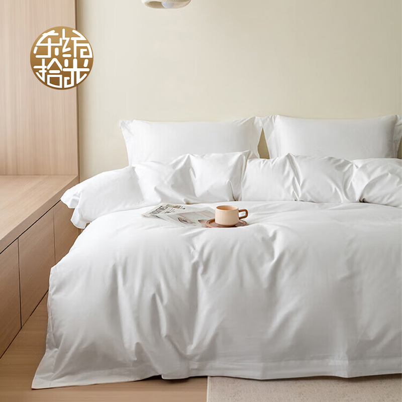 东纺拾光DF2010 纯棉贡缎60S 床上四件套210*240cm 纯白色 (单位:套)高清大图